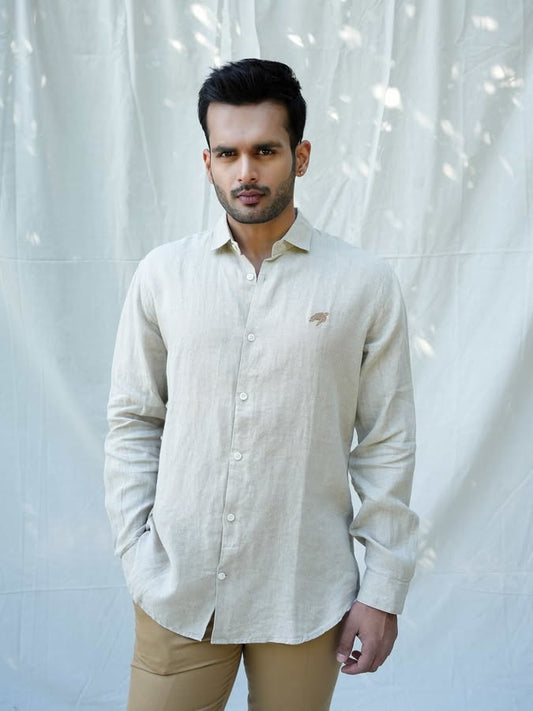 Linen Regular Fit Natural Taupe Shirt