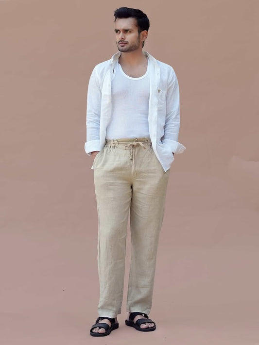 Linen Straight Fit Coral Reef Pant