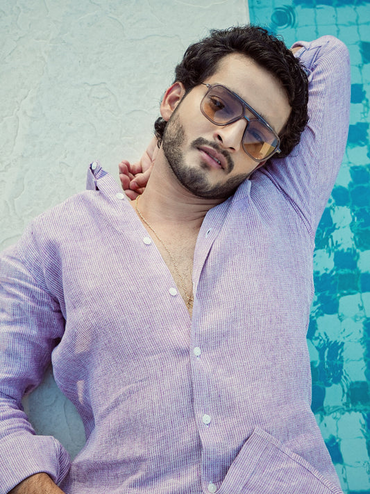 Linen Regular Fit Orchid Stone Shirt