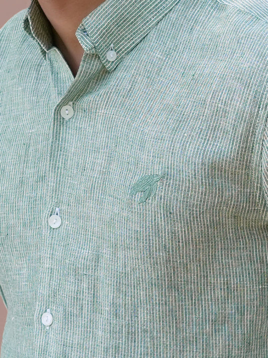 Linen Regular Fit Moss Viel Shirt