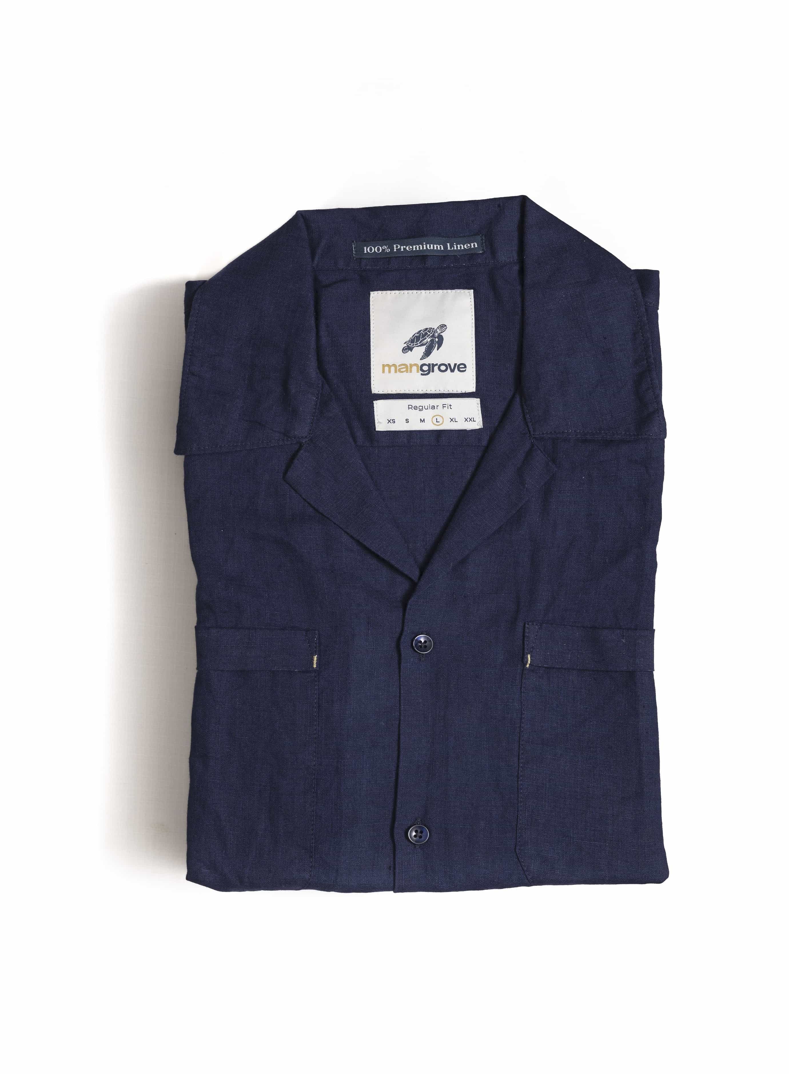 Floral lace shirt half sleeves- Deep sea blue main image 1